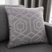 Image of Curtains Pair Camberwell Geometric Jacquard Woven Eyelet Curtina Graphite