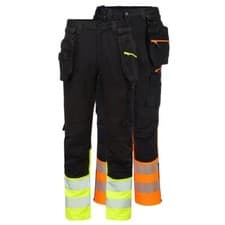 Image of Portwest DX4 Hi-Vis Class 1 Detachable Holster Pocket Craft Trousers Reflective