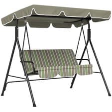 Image of Outsunny Outdoor 3-person Metal Porch Swing Chair Bench Canopy Green