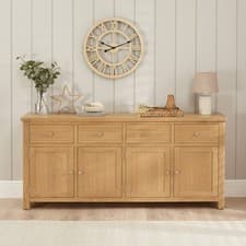 Image of Sideboard 4 Drawer 4 Door Marbury Oak Extra Large Storage Cabinet Dining
