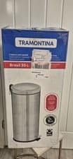 Image of Tramontina Brasil 30L Stainless Steel Pedal Bin Kitchen Waste Bin Soft Close New
