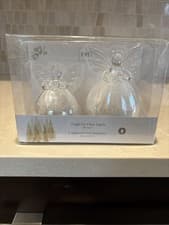 Image of Pier 1 2 Light Up Glass Christmas Angels LED Light Up With Timer