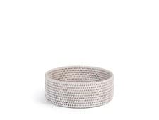 Image of H&H White Washed Round Rattan Basket 22x7 cm