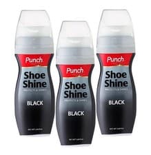 Image of 3 x Punch Shoe Shine Black Protects & Shine Polish 75ml