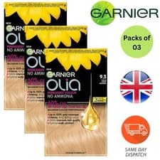 Image of Garnier Olia Golden Light Blonde Permanent Hair Colour No Ammonia - Packs of 3