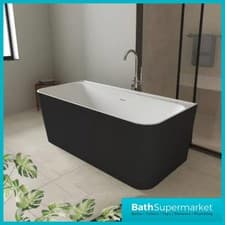Image of Bainlo Freestanding Back to Wall Bath Tub Double Ended Black – 1500mm & 1700mm