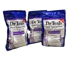 Image of 3x Dr Teal's Epsom Salt Sooth and Sleep &Lavender Soaking Salt Solution 1.36kg