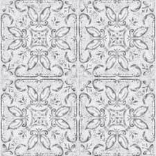 Image of Contour White + Grey 'Vintage Tin Tile' Effect Bathroom Kitchen Wallpaper 103855