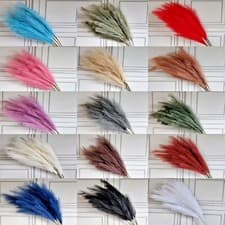Image of Large Faux Pampas Grass SINGLE Stems 115cm Tall Fluffy Artificial Dried Flower