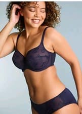 Image of BNWT PANACHE TANGO 32H NAVY BALCONNET BRA. UNDERWIRED FULL CUP