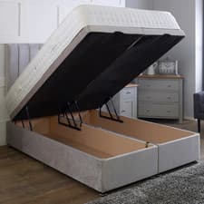Image of Ottoman Divan Bed Panel Plush Velvet Upholstered End Lift Storage 20" Headboard