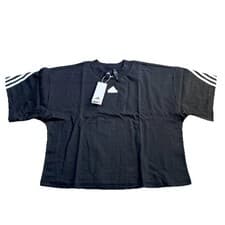 Image of Adidas Future Icons 3 Stripes Cropped T-shirt Black Womens Size UK Medium New