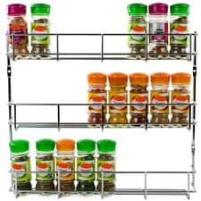 Image of Spice Rack Storage Cupboard Kitchen Door Herb Organiser 3 Tier Wall Mounted UK