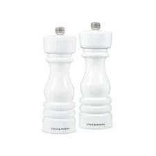 Image of Cole and Mason London White Gloss 180mm Salt and Pepper Mill Set Brand New