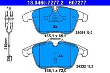 Image of Front ATE 13.0460-7277.2 Brake Pad Set, disc brake for PEUGEOT
