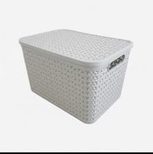 Image of Strata 24L Large Storage Basket with Lid – Cool Grey