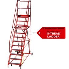 Image of 10 Tread HEAVY DUTY Mobile Warehouse Stairs Anti Slip Steps 3.25m Safety Ladder