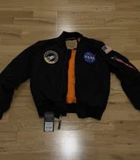 Image of Alpha Industries Men's Bomber Jacket MA-1 Black Size Medium Brand New with Tags
