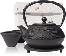 Image of The Exotic Teapot - Black Tetsubin Teapot Gift Set, 600ml Cast Iron Teapot, Two