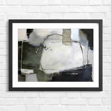 Image of Geometric Abstract Black And White Composition Original Framed Wall Art Print