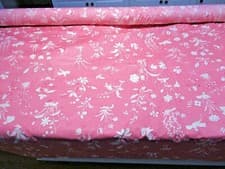 Image of Clarence House Herbier pink floral bird glazed cotton fabric 57" width 12yds BTY