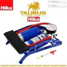 Image of HILKA Double Barrel Foot Pump TUV/GS Approved Psi & Bar Gauge UK FREE P&P