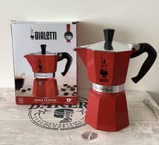 Image of Bialetti Moka Express 6 Cup Red Moka Pot Espresso Maker 270ml. RRP £70.00.