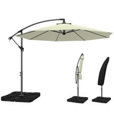 Image of Outsunny 3(m) Banana Parasol Cantilever Umbrella Garden w/ Base Weights
