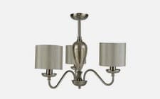 Image of Litecraft Ceiling Light Semi Flush 3 Arm With Drum Shades - Sat Nickel