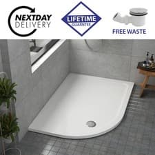 Image of 1000 x 800mm Left Hand Offset Quadrant Shower Tray Stone Resin with Waste