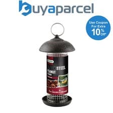 Image of Gardman Black Metal Steel Peanut Wild Bird Hanging Garden Feeder A01171