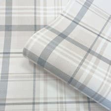 Image of Navy Check Wallpaper Tartan Country Style Feature Wall Living Room Office Study