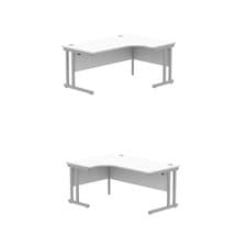 Image of Corner Cantilever Office Desk Right or Left Hand Beech-Grey Oak-Oak or White MFC