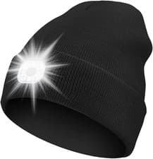 Image of TRIXES Light Up Beanie Hat - Rechargeable USB LED Lighted Beanie - Unisex Black 
