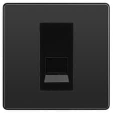 Image of BG Evolve Black Chrome Single Secondary Telephone Socket, Screw Terminal - Black