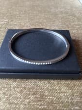 Image of Guess-Stainless Steel Bangle With Round Clear Crystals