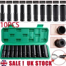 Image of 10PCS Deep Impact Socket Set 6 Point Metric 10 - 24mm 1/2 Inch Drive Heavy Duty