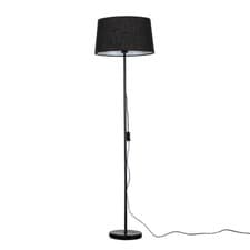 Image of Black Metal Standard Floor Lamp Living Room Lounge Light Tapered Fabric Shade