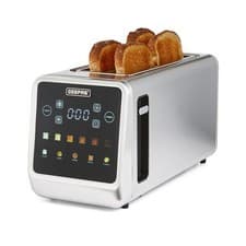 Image of GEEPAS DIGITAL 4 Slice Toaster Extra Wide Long Slots for Crumpets Bagels 1450W