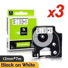 Image of Dymo D1 Label Tape 12mm 9mm 6mm 45013 40913 White for Dymo Label Manager 160 280