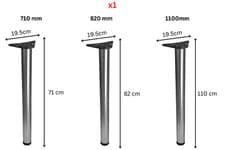 Image of Adjustable Table Leg Breakfast Bar Worktop Kitchen 710/820/1100m Aluminium