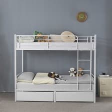 Image of Heavy Duty Metal Bunk Bed W/ 2 Storage Drawer & Guard Rail for Kids Teens Adults