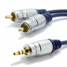 Image of RCA to 3.5mm Jack to 2 x RCA Phono Audio Cable Aux to Twin RCA Shielded OFC Gold