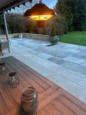 Image of Patio Heater Black Hanging Mains Powered Weatherproof Outdoor Garden With Chain