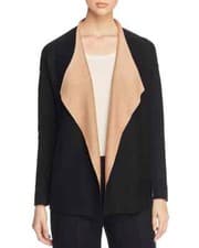 Image of Eileen Fisher Reversible Black Brown Silk Organic Cotton Open Flap Cardigan S /M