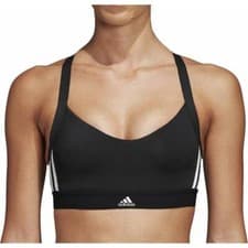 Image of adidas All Me 3 Stripes Womens Sports Bra Black Compression Moisture Wicking Gym