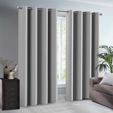 Image of NEW THERMAL BLACKOUT CURTAINS READY MADE EYELET RING TOP OR PENCIL PLEAT CURTAIN