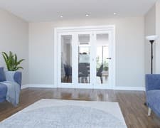 Image of 1674mm White Primed 1 Lite clear glazed Shaker Internal Bifold Doors 3+0