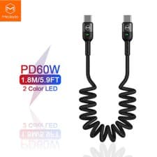 Image of Mcdodo Spring Coil USB C to USB C Cable QC4.0 3A PD 60W Fast Charge Data. 1.8m
