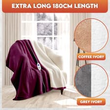 Image of Heated Electric Throw Blanket Fleece Sherpa Reverse 9 Heat Settings Auto Cut Off